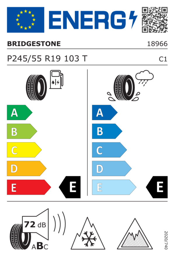 Étiquette UE 18966 pour Bridgestone Blizzak DM-V3 245/55 R19 103T Bridgestone Blizzak DM-V3 245/55 R19 103T - Image 2