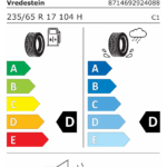 Étiquette UE du pneu Vredestein Pinza AT 235/65 R17 104H
