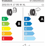 Étiquette UE du pneu Vredestein ULTRAC+ 205/55 R17 95W XL