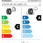 Étiquette UE du pneu Vredestein Ultrac Pro 275/35 ZR19 100Y XL