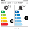Étiquette UE 0443096 pour Barum Vanis 3 195/65 R16C 104/102T Étiquette UE du pneu Barum Vanis 3 195/65 R16C 104/102T