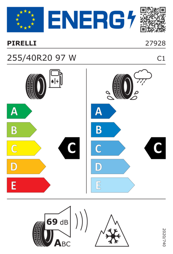 Étiquette UE 2792800 pour Pirelli Winter 270 SottoZero Serie II 255/40 R20 97W Pirelli Winter 270 SottoZero Serie II 255/40 R20 97W - Image 2
