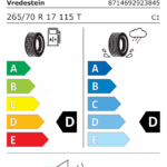 Étiquette UE du pneu Vredestein Pinza AT 265/70 R17 115T