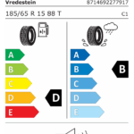 Étiquette UE du pneu Vredestein T-Trac 2 185/65 R15 88T
