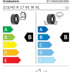Étiquette UE du pneu Vredestein Ultrac 215/45 R17 91W XL