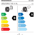 Étiquette UE du pneu BF Goodrich ADVANTAGE 205/55 R17 95V XL