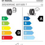 Étiquette UE du pneu GT Radial MAXMILER ALL SEASON 2 205/65 R16C 107/105T