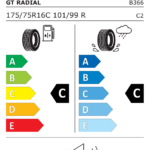 Étiquette UE du pneu GT Radial MAXMILER PRO 175/75 R16C 101/99R