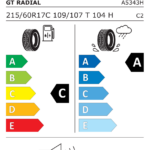 Étiquette UE du pneu GT Radial MAXMILER WT3 215/60 R17C 109/107T