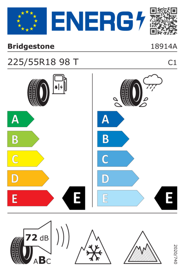 Ãtiquette UE 18914 pour Bridgestone Blizzak DM-V3 225/55 R18 98T Bridgestone Blizzak DM-V3 225/55 R18 98T - Image 2
