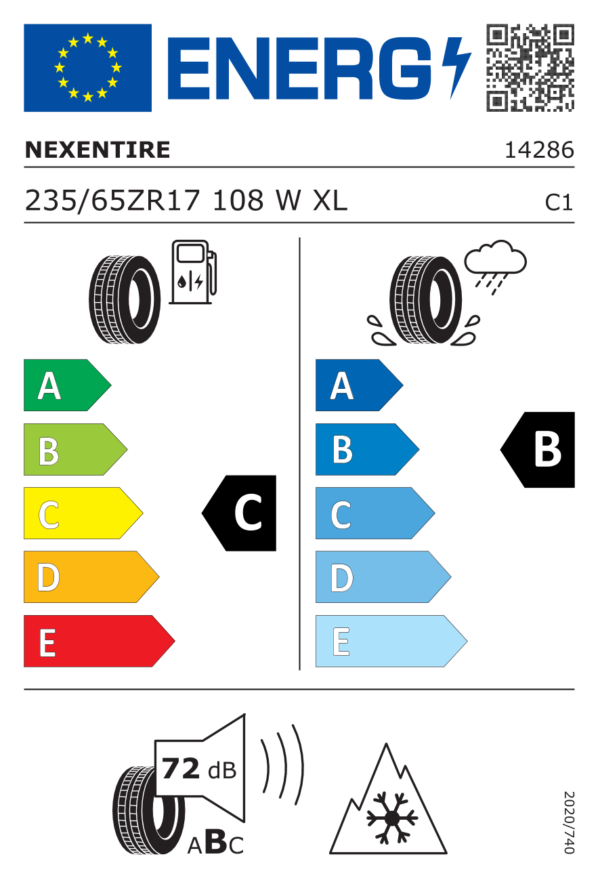Étiquette UE 14286NXE pour Nexen Nblue 4Season 2 235/65 R17 108W XL Nexen Nblue 4Season 2 235/65 R17 108W XL - Image 2