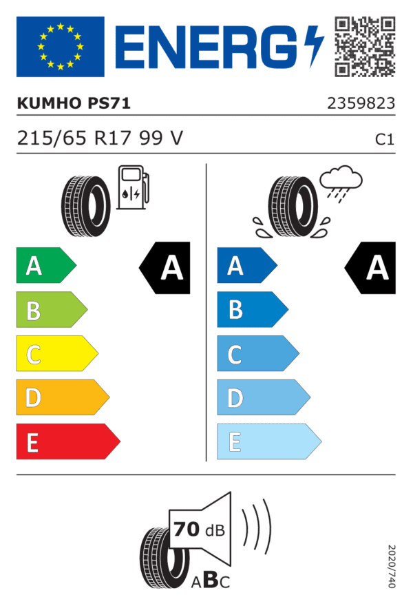 Étiquette UE 2359833 pour Kumho Ecsta PS71 235/55 R18 100V Kumho Ecsta PS71 235/55 R18 100V - Image 2