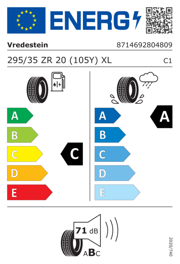 Étiquette UE 8714692804809 pour Vredestein Ultrac Pro 295/35 ZR20 (105Y) XL Vredestein Ultrac Pro 295/35 ZR20 105Y XL - Image 2