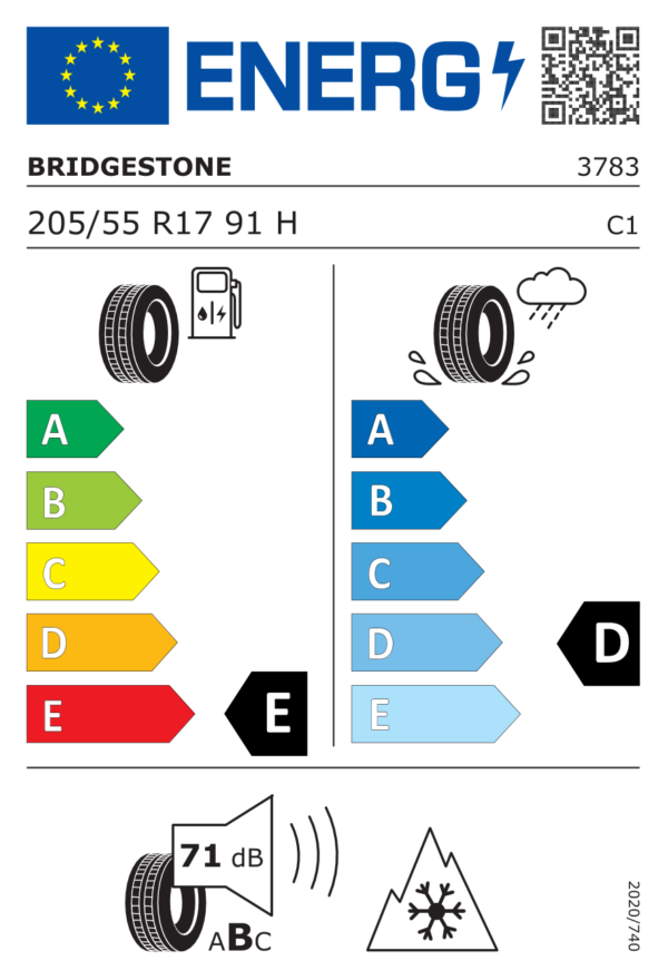 Étiquette UE 3783 pour Bridgestone Blizzak LM25-1 205/55 R17 91H Runflat Bridgestone Blizzak LM25-1 205/55 R17 91H Runflat - Image 2