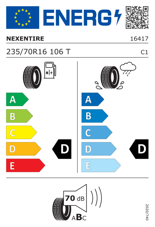 Étiquette UE 16417NXC pour Nexen Roadian AT 4X4 235/70 R16 106T Nexen Roadian AT 4X4 235/70 R16 106T - Image 2