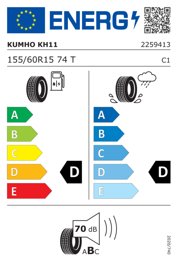 Étiquette UE 2259413 pour Kumho Ecsta KH11 155/60 R15 74T Kumho Ecsta KH11 155/60 R15 74T - Image 2