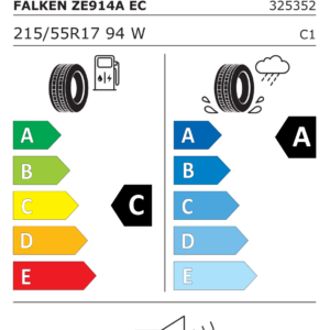 Étiquette UE 325352 pour Falken Ziex ZE914A EC 215/55 R17 94W Étiquette UE du pneu Falken Ziex ZE914A EC 215/55 R17 94W