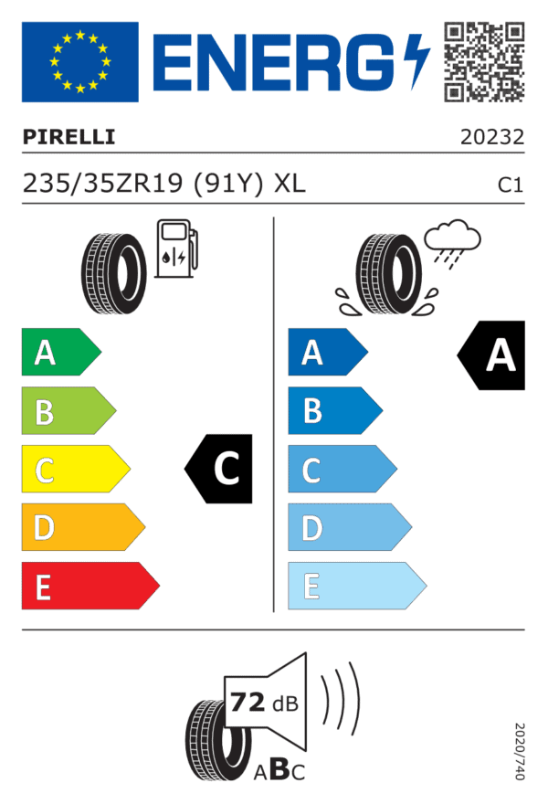Étiquette UE 2023200 pour Pirelli P Zero 235/35 ZR19 (91Y) XL Pirelli P Zero 235/35 ZR19 91Y XL - Image 2