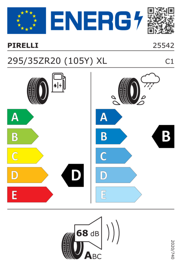 Étiquette UE 2554200 pour Pirelli P-Zero (PZ4) 295/35 ZR20 (105Y) XL Pirelli P-Zero (PZ4) 295/35 ZR20 (105Y) XL - Image 2