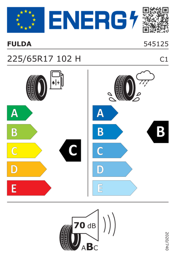 Étiquette UE 545125 pour Fulda Ecocontrol SUV 225/65 R17 102H Fulda Ecocontrol SUV 225/65 R17 102H - Image 2