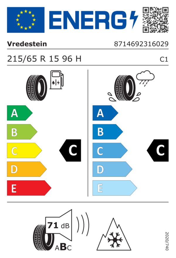 Étiquette UE 8714692316029 pour Vredestein Quatrac 5 215/65 R15 96H Vredestein Quatrac 5 215/65 R15 96H - Image 2