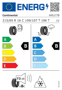 Étiquette européenne Continental VanContact A/S Ultra