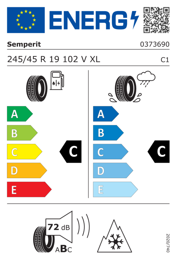 Étiquette UE 0373690 pour Semperit Speed-Grip 5 245/45 R19 102V XL EV Semperit Speed-Grip 5 245/45 R19 102V XL EV - Image 2