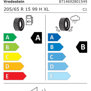 Étiquette UE 8714692801549 pour Vredestein Quatrac 205/65 R15 99H XL Pneu Vredestein Quatrac 205/65 R15 99H XL