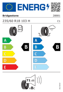 Étiquette européenne Bridgestone Alenza 001