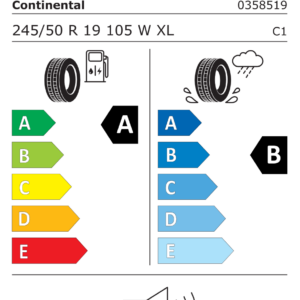Étiquette UE du pneu Continental EcoContact 6 245/50 R19 105W XL EV