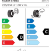 Étiquette UE 337171 pour Falken Wildpeak A/T AT3WA 235/65 R17 108V XL Étiquette UE du pneu Falken Wildpeak A/T AT3WA 235/65 R17 108V XL