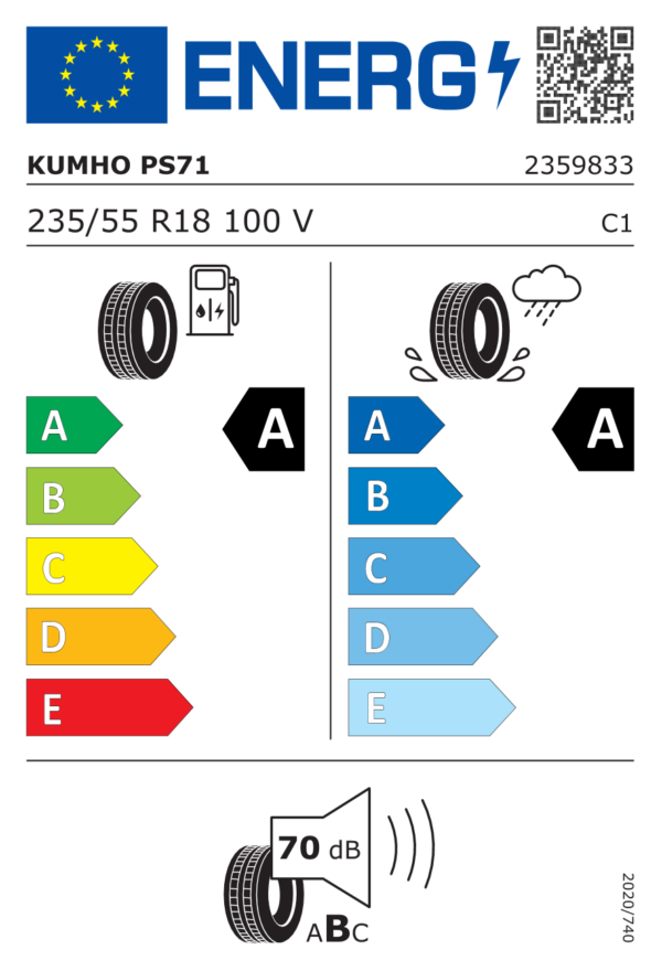 Étiquette UE 2359823 pour Kumho Ecsta PS71 215/65 R17 99V Kumho Ecsta PS71 215/65 R17 99V - Image 2