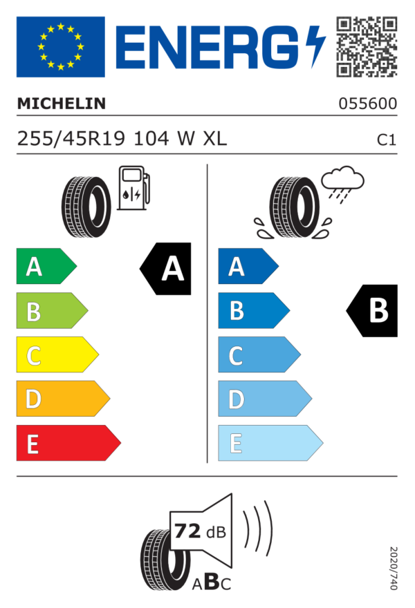 Étiquette UE 055600 pour Michelin E Primacy 255/45 R19 104W XL Michelin E Primacy 255/45 R19 104W XL - Image 2