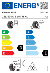 Etichetta europea Kumho Road Venture AT52