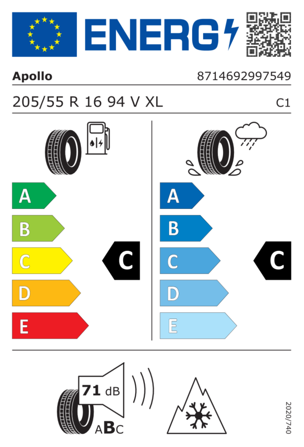 Étiquette UE 8714692997549 pour Apollo Alnac 4G Winter 205/55 R16 94V XL Apollo Alnac 4G Winter 205/55 R16 94V XL - Image 2