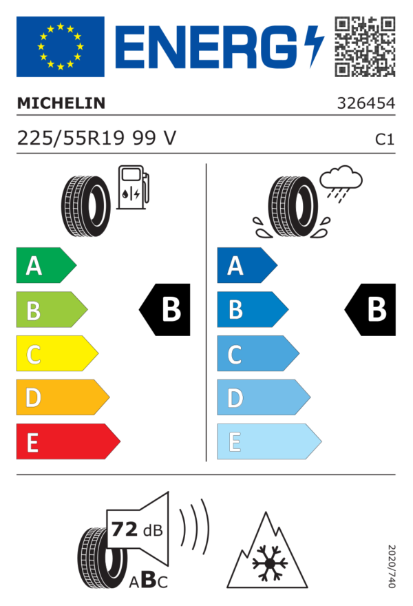 Étiquette UE 326454 pour Michelin CrossClimate 3 225/55 R19 99V Michelin CrossClimate 3 225/55 R19 99V - Image 2