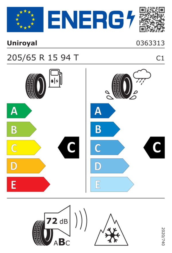 Étiquette UE 0363313 pour Uniroyal WinterExpert 205/65 R15 94T EV Uniroyal WinterExpert 205/65 R15 94T EV - Image 2