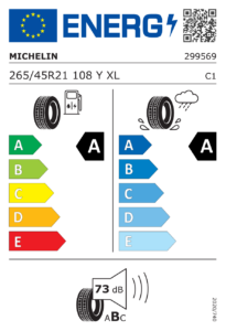 Étiquette européenne Michelin Pilot Sport 5 Energy