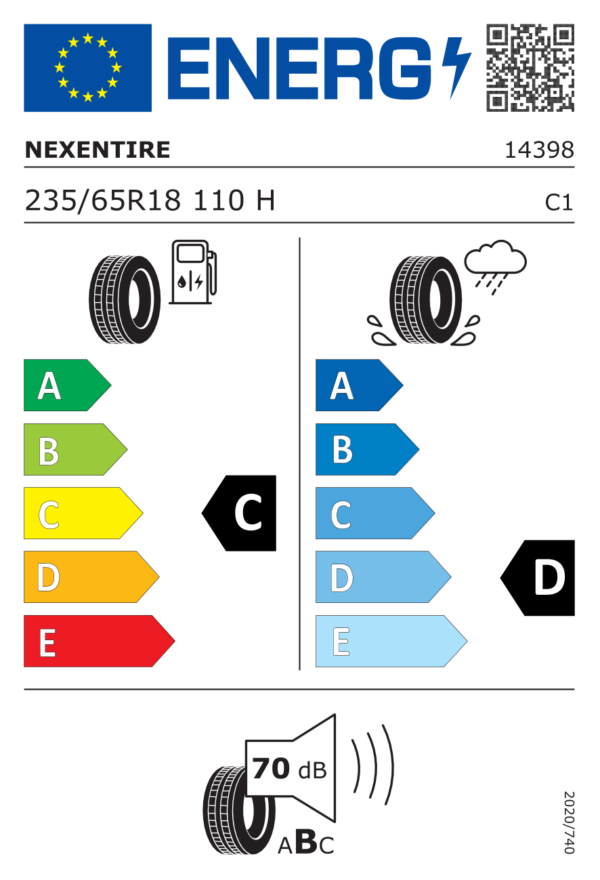 Étiquette UE 14398NXK pour Nexen Roadian Htx RH5 235/65 R18 110H XL Nexen Roadian Htx RH5 235/65 R18 110H XL - Image 2
