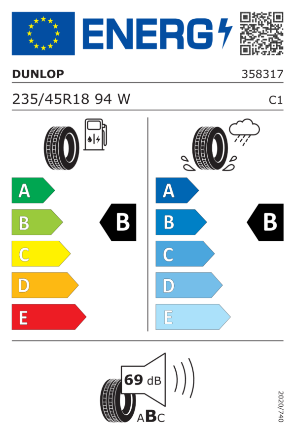 Étiquette UE 358317 pour Dunlop SP Sport Maxx 060 235/45 R18 94W Dunlop SP Sport Maxx 060 235/45 R18 94W - Image 2