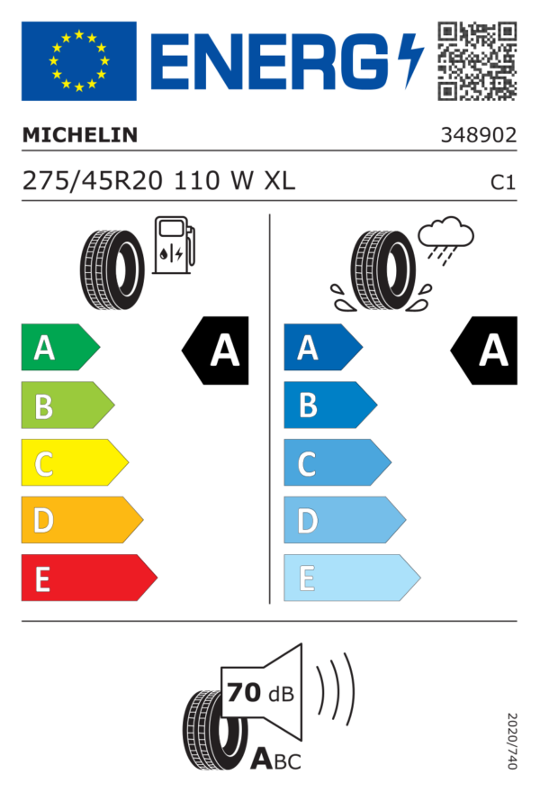 Étiquette UE 348902 pour Michelin Primacy 5 Energy 275/45 R20 110W XL Michelin Primacy 5 Energy 275/45 R20 110W XL - Image 2
