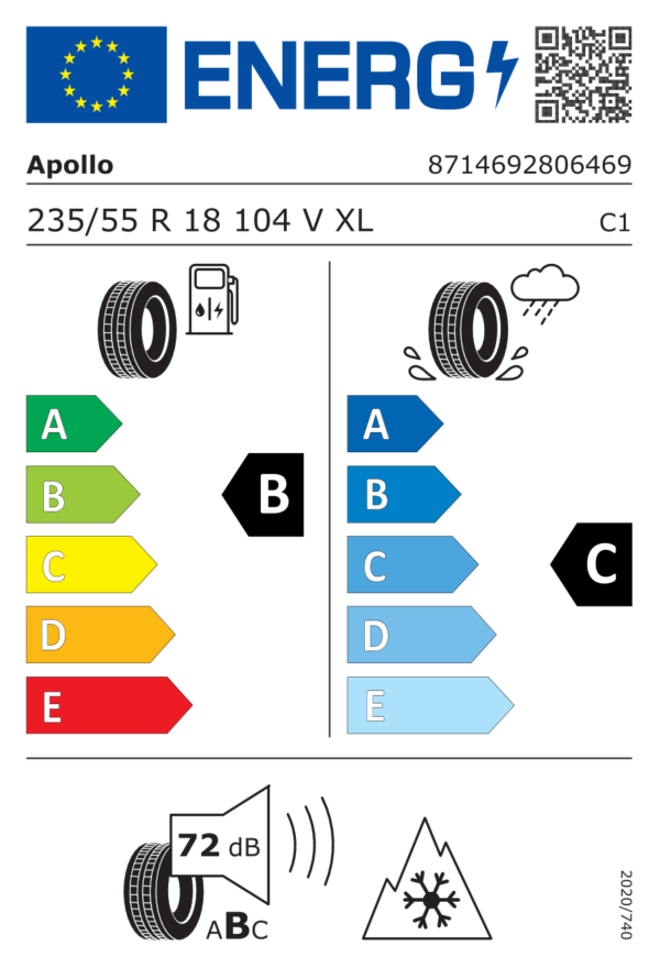 Étiquette UE 8714692806469 pour Apollo Alnac 4G All Season 235/55 R18 104V XL Apollo Alnac 4G All Season 235/55 R18 104V XL - Image 2