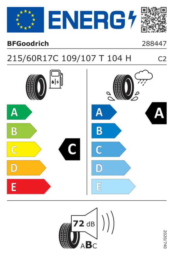 Étiquette UE 288447 pour BF Goodrich Activan 2 215/60 R17C 109/107T BF Goodrich Activan 2 215/60 R17C 109/107T - Image 2
