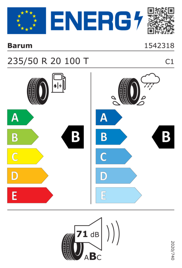 Étiquette UE 1542318 pour Barum Bravuris 6 235/50 R20 100T EV Barum Bravuris 6 235/50 R20 100T EV - Image 2
