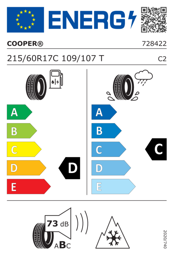 Étiquette UE 728422 pour Cooper Cooper Winter Van 215/60 R17C 109/107T EV Cooper Cooper Winter Van 215/60 R17C 109/107T EV - Image 2