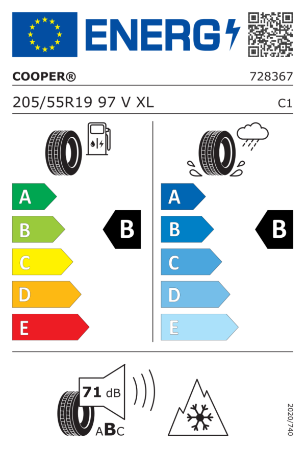 Étiquette UE 728367 pour Cooper Cooper Winter 205/55 R19 97V XL EV Cooper Cooper Winter 205/55 R19 97V XL EV - Image 2