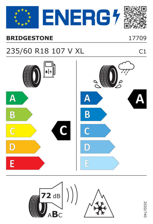 Étiquette UE 17709 pour Bridgestone Blizzak LM005 235/60 R18 107V XL Bridgestone Blizzak LM005 235/60 R18 107V XL - Image 2