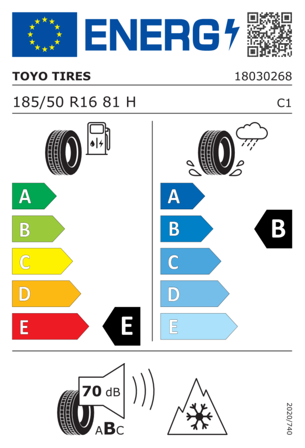 Étiquette UE 3854800 pour Toyo Observe S944 185/50 R16 81H XL FR Toyo Observe S944 185/50 R16 81H XL FR - Image 2