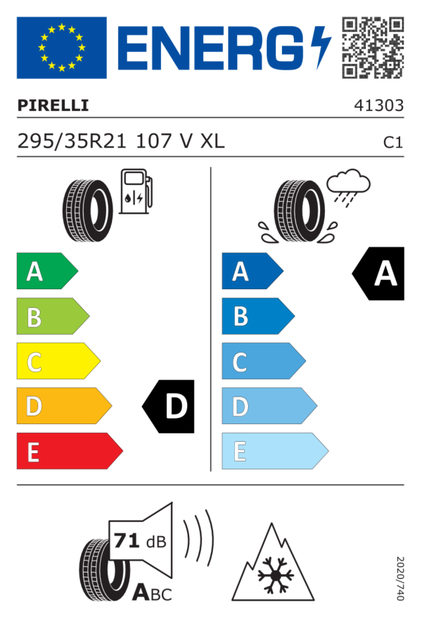 Étiquette UE 4130300 pour Pirelli Scorpion Winter 2 295/35 R21 107V XL Pirelli Scorpion Winter 2 295/35 R21 107V XL - Image 2