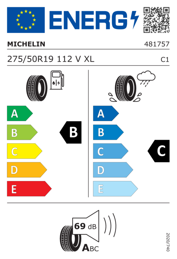 Étiquette UE 481757 pour Michelin Pilot Sport 3 275/50 R19 112V XL Michelin Pilot Sport 3 275/50 R19 112V XL - Image 2